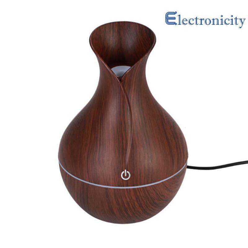 LED USB Wood Grain Ultrasonic Air Humidifier Aroma Essential Oil Diffuser Singapore