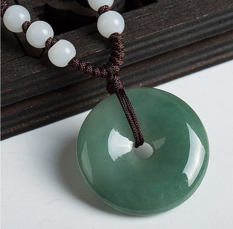 TIMESWIND Green Simple Natural Burmese Jade Safe Buckle Ice Women Pendant Necklace with Certificate Y1N