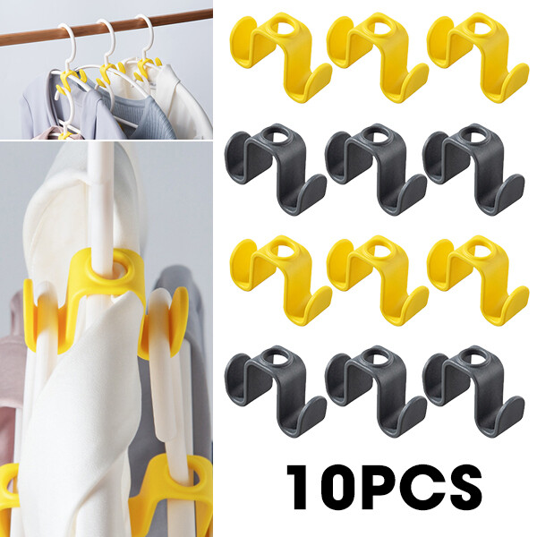 10pcs Portable Double-sided Hanger Connector Hook Detachable Multi-function Closet Wardrobe Household Space-saving Hanger