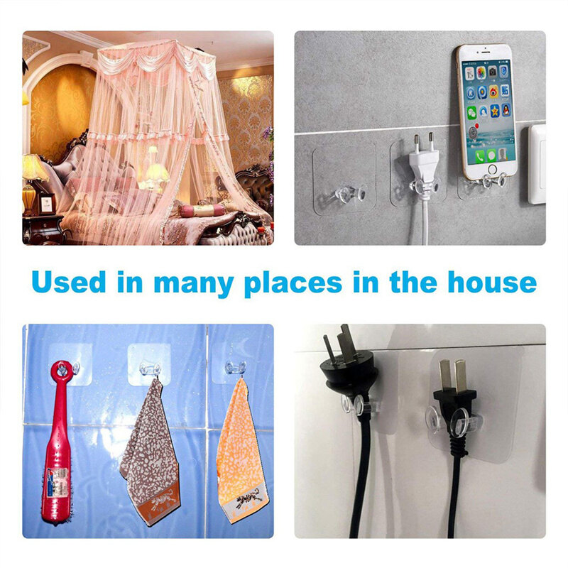1/5Pcs Trong Suốt Mạnh Mẽ Cắm Móc Đa Năng Nhựa Trong Suốt Dán Móc Cho Phòng Tắm Nhà Bếp Văn Phòng Văn Phòng