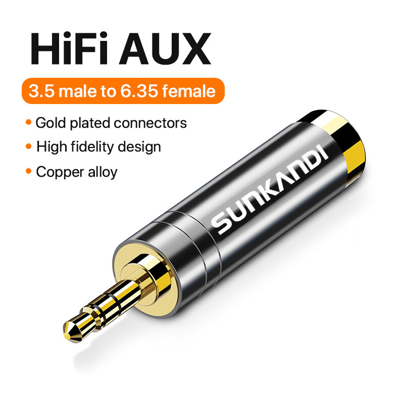 Sunkandi 3.5mm đến 6.5mm 6.35mm Nam để feamle Bộ chuyển đổi cáp Audio 6.5 6.35 để cắm 3.5 Jack Stere