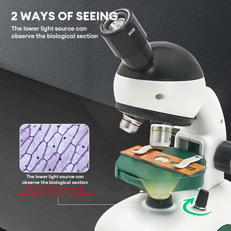 CONUSEA Children's Microscope Toy Set HD Optical Microscope Scientific Experimental Teaching AIDS Science Experiment Equipment Set Science Educational Microscope Kids Educational Toys Gift for Children