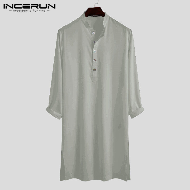 Medussa INCERUN Mens Long Sleeve Indian Kurta Shirts Casual Formall Tunic Shirts Kaftan