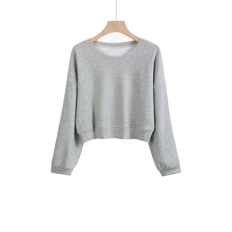 Solid Color Sweater Women's Round Neck Long Sleeve Loose Top