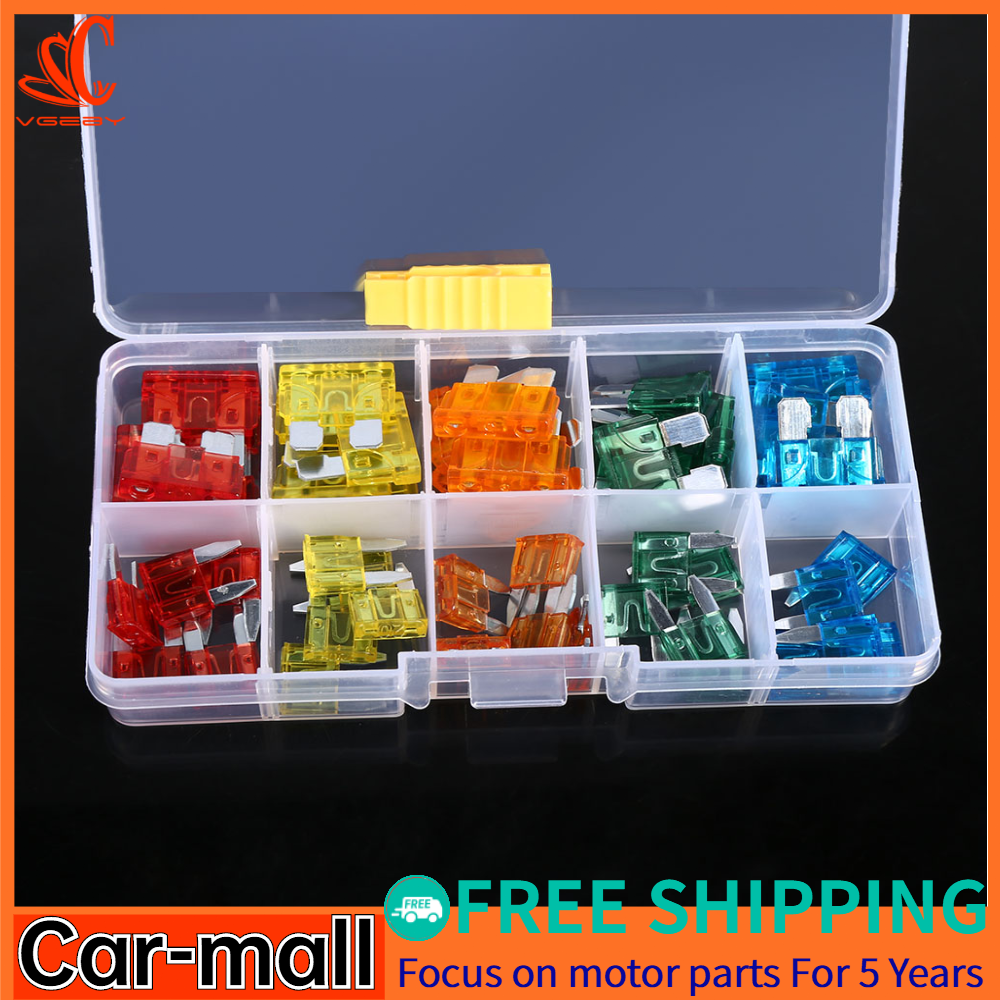 50pcs Assortment 5A 10A 15A 20A 30A Car Blade Fuse With Clip Auto Standard Mini Fuse