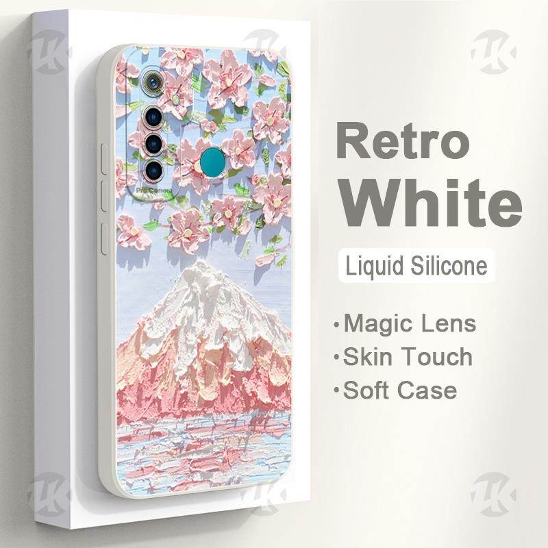 Magic Eye Realme 6 6s 5 5i 5s 6i 2 X2 Pro Narzo 10 Phone Case Casing Oil Painting Flower Full Protected Camera Soft Liquid Silicone TPU Shockproof Cover
