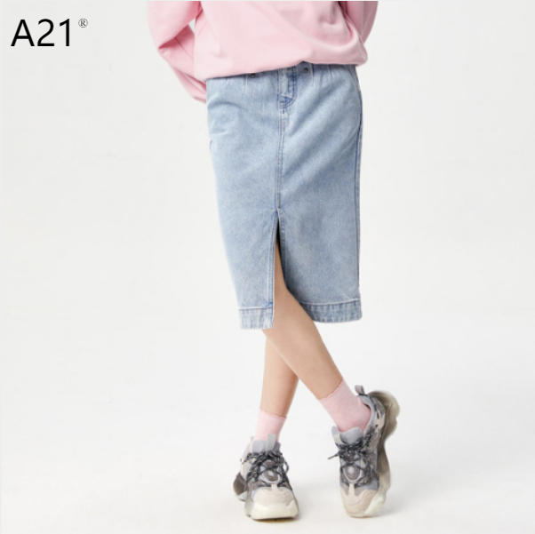 【Heartbeat Love】váy Denim Nữ A21 Váy Midi Thon Gọn Eo Cao 2022