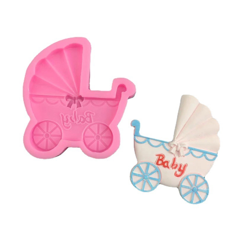 Exquisite Baby Stroller Shape Soap Making Supplies Cake Decorating Tools Silicone Mold Household Candle Molds Craft Tool