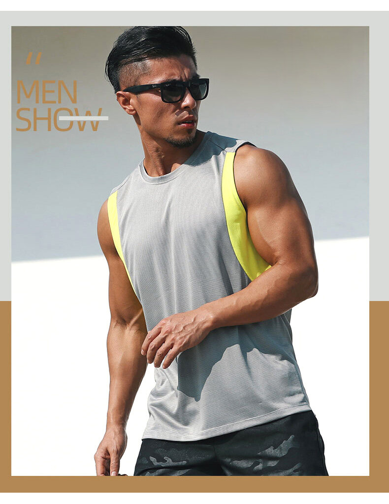 SUPERFLOWER Herren Sommer ärmelloses T-Shirt elastische Feuchtigkeitsaufnahme Sportfiess atmungsaktive Freizeitoberteile_voghion.com