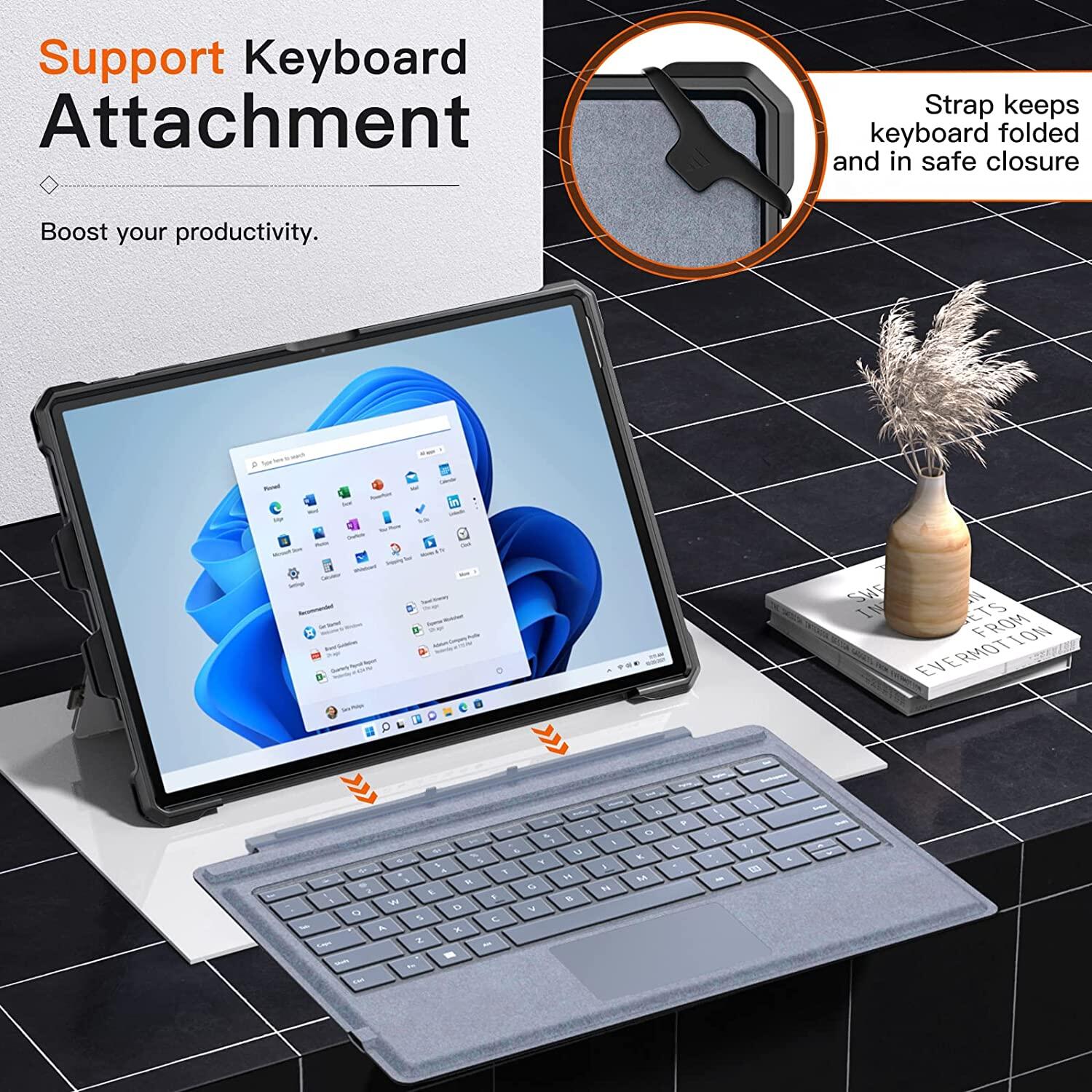 Dadanism For Microsoft Surface Pro 7 Case Surface Pro 7+ / Pro 6 / Pro 5 2017 / Pro 4 12.3 Inch Tablet Case Accessories Slim Light Stand Case Built-in Surface Pen Holder