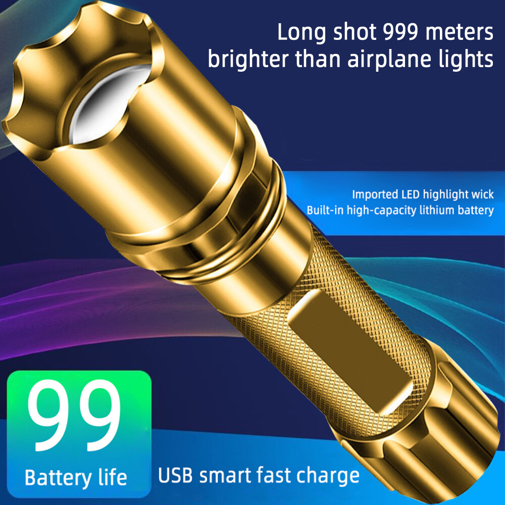 Original Seasboat LED Flashlight Strong Light Mini Portable Multifunction USB Charging Outdoor Long-range Small Mini Portable Multi-functional Household Aluminum Alloy Flashlight
