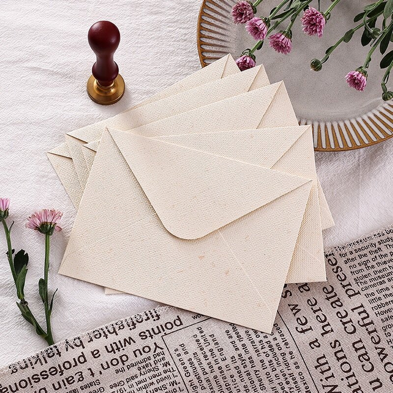 5 pcs Linen kết cấu phong bì đơn giản phong bì Retro thiết lập