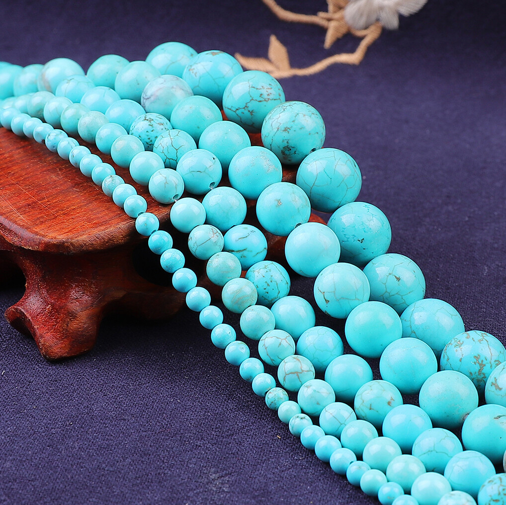 Natural Stone Turquoise Beads 4/6/8/10/12mm Round Beads For Jewelry Making DIY Bracelet Necklace Anklet