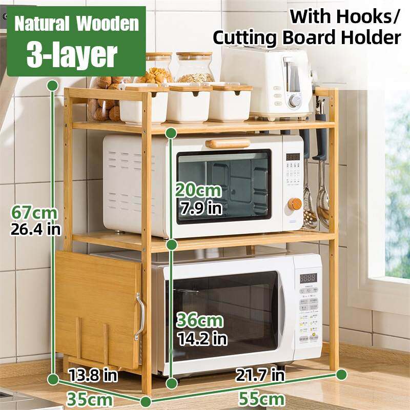 Kệ Lò Vi Sóng Bằng Tre 2/3 Tầng Giá Đỡ Có Thể Điều Chỉnh Độ Cao, Kệ Bếp Đựng Gia Vị, Giá Để Đồ Nhà Bếp Đồ Dùng Nhà Bếp Chủ