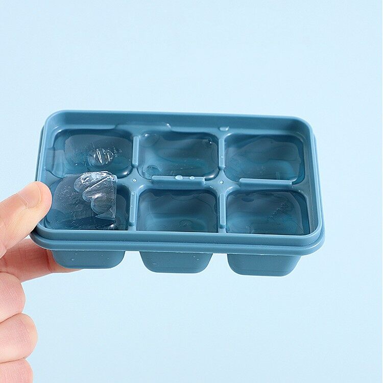 Polocat Dụng Cụ Làm Kem Có Nắp Khay Đá 6 Ngăn Kín Có Thể Xếp Chồng Lên Nhau Khay Đá Nhỏ Đáy Mềm Mini Khuôn Làm Đá Viên