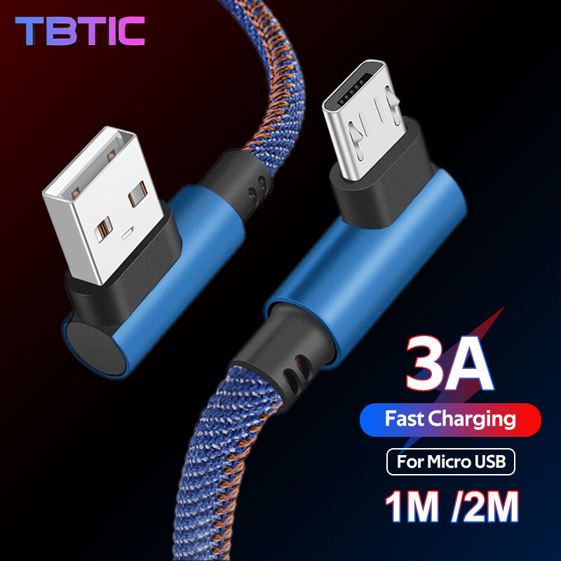 1/2M 3A Micro USB c cable Fast Charger 90 degree elbow Nylon Braided Cable For Samsung/Sony/Xiaomi/OPPO/VIVO Android Phone data cord
