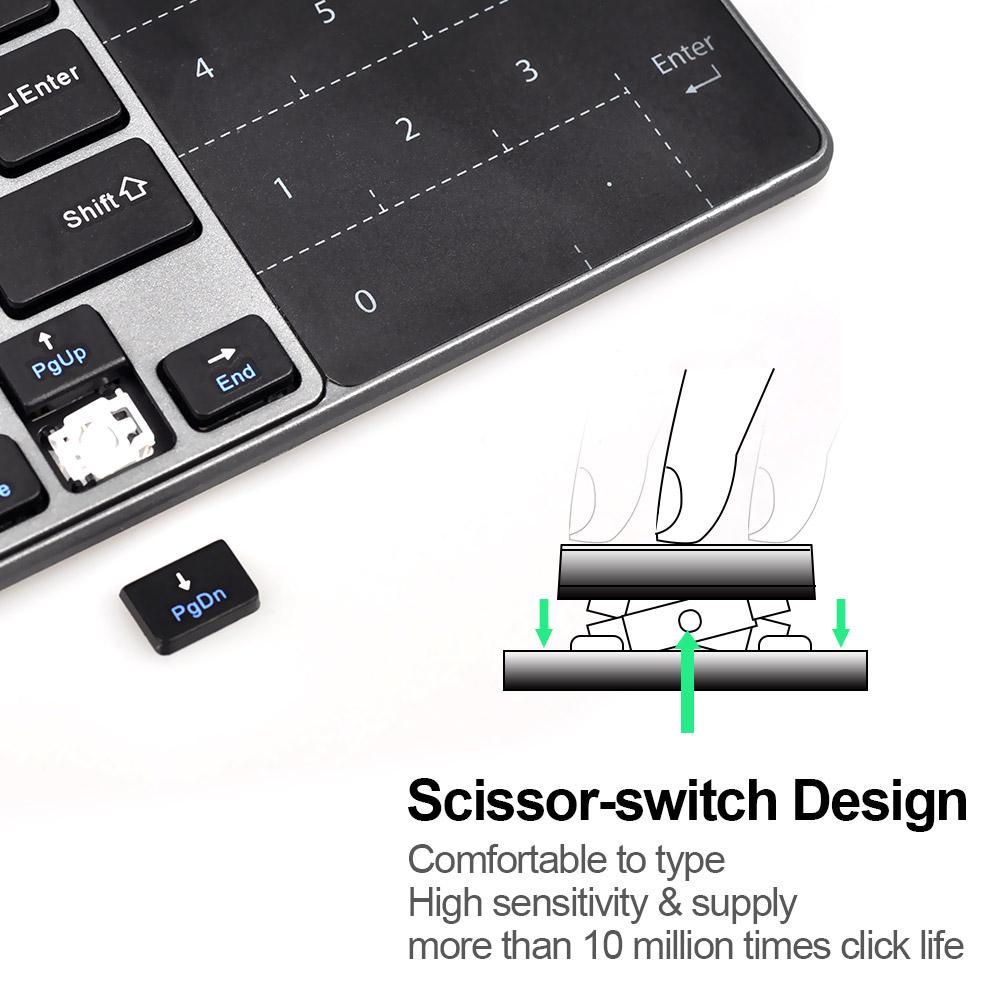 Không Tiếng Ồn Xách Tay Phím Bàn Phím 2.4G Siêu Mỏng Mini Bàn Phím Không Dây Với Bàn Phím Số Touchpad Cho Android Thông Minh T V Hộp
