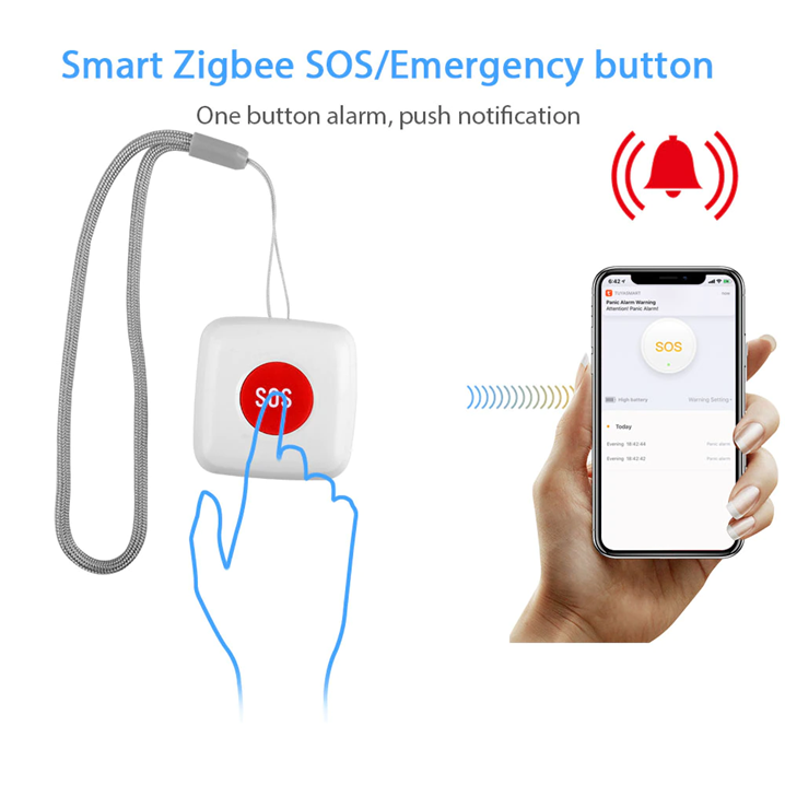Tuya Zigbee SOS Emergency Call Button For Elderly, Patients, Disabled, Caregiver, Fall Alarm, Work with Tuya Zigbee Hub