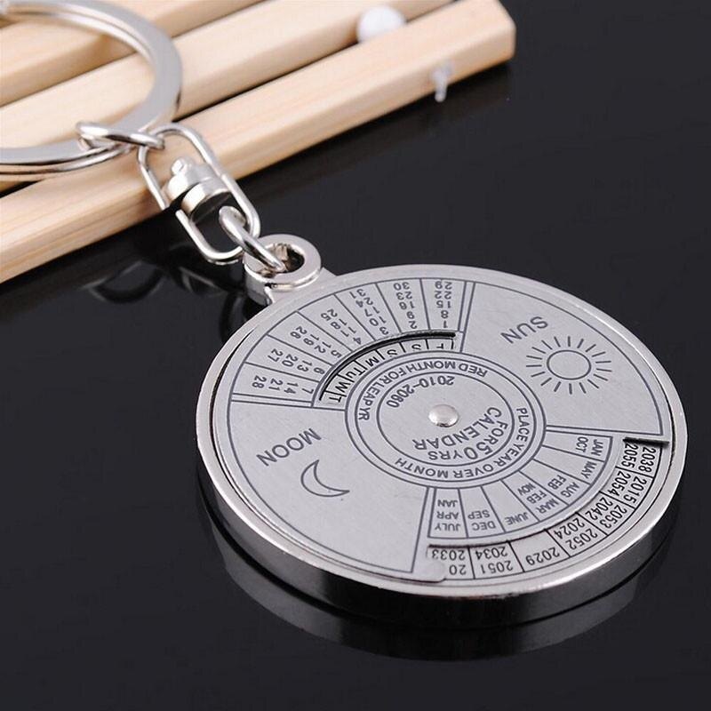 [XingXing MALL]50 years perpetual Calendar Keyring Unique Compass Metal KeyChain Gift