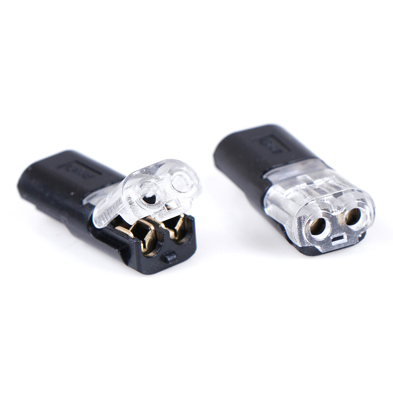 EVAN 10pcs 2pin Pluggable Spring Lock Wire Connector Cable Crimp Terminal