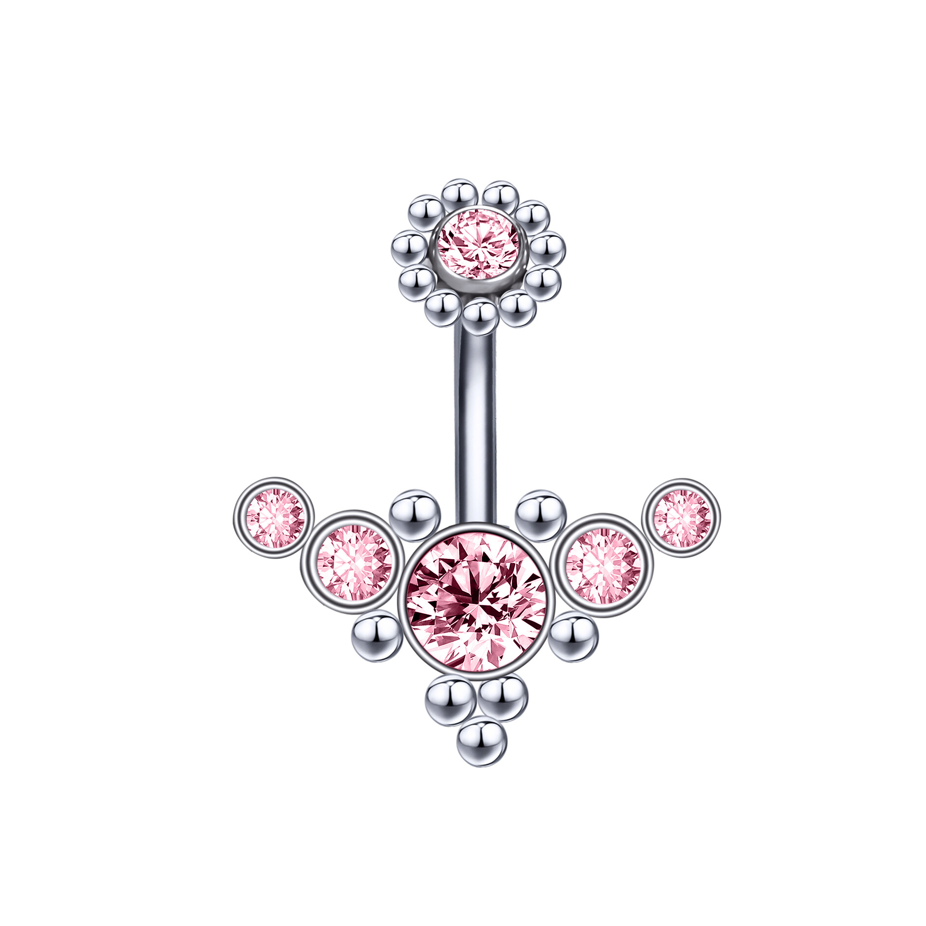 ZS 1 Piece 4 Colors CZ Crystal Navel Rings Stainless Steel Belly Rings Dangle Belly Button Rings Fashion Body Jewelry