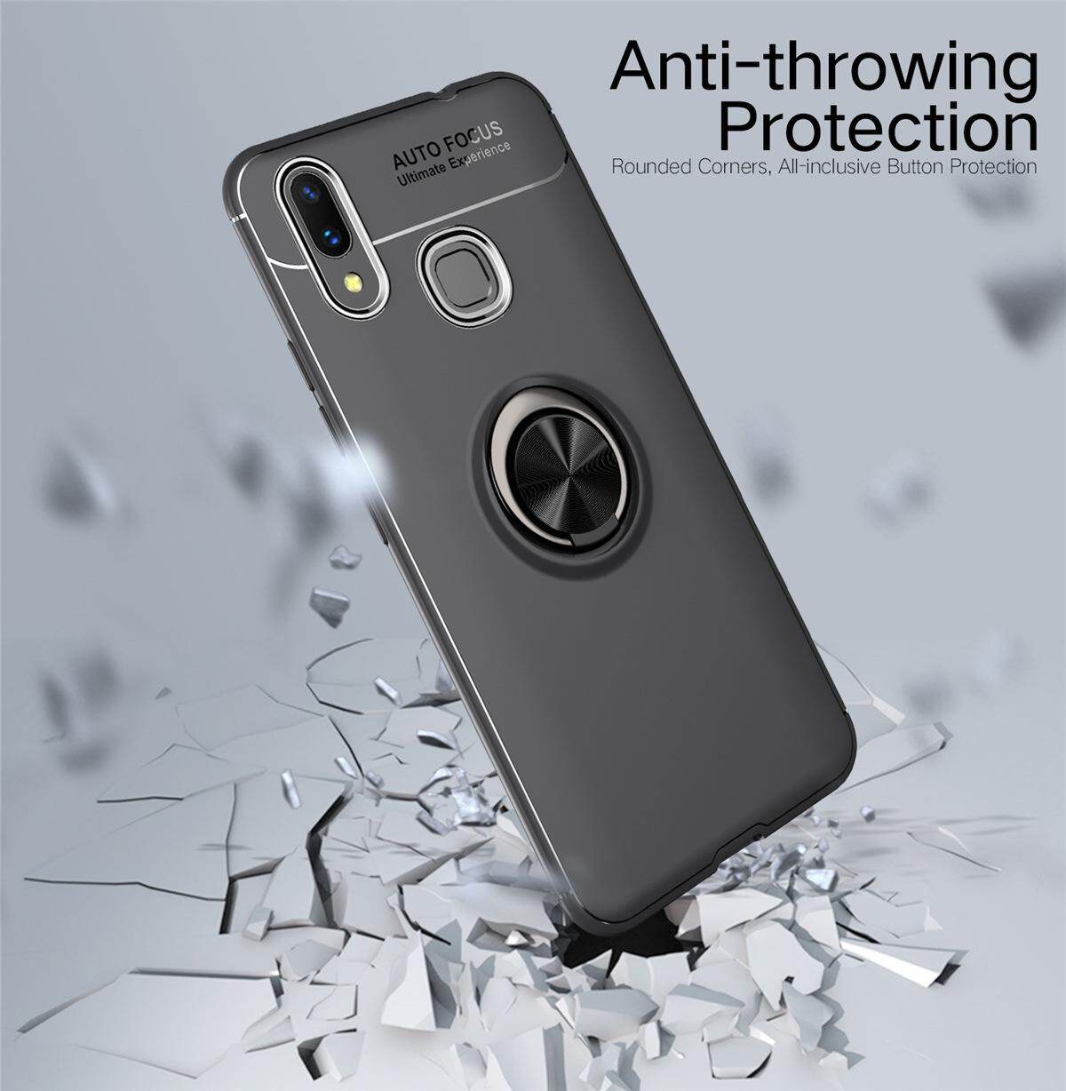 for XIAOMI Max3 Case [Blue Metal Ring] Soft TPU Case Back Cover Shell, with 360° Rotating Ring Holder Kickstand, Can work with Car Mount, Impact Resistant