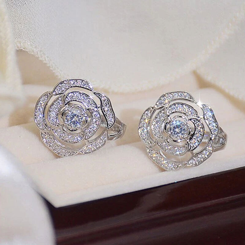 3D Flower Earrings Sweet, Super Immortal, Elegant Rose Earrings, Fashion and Versatile Earrings