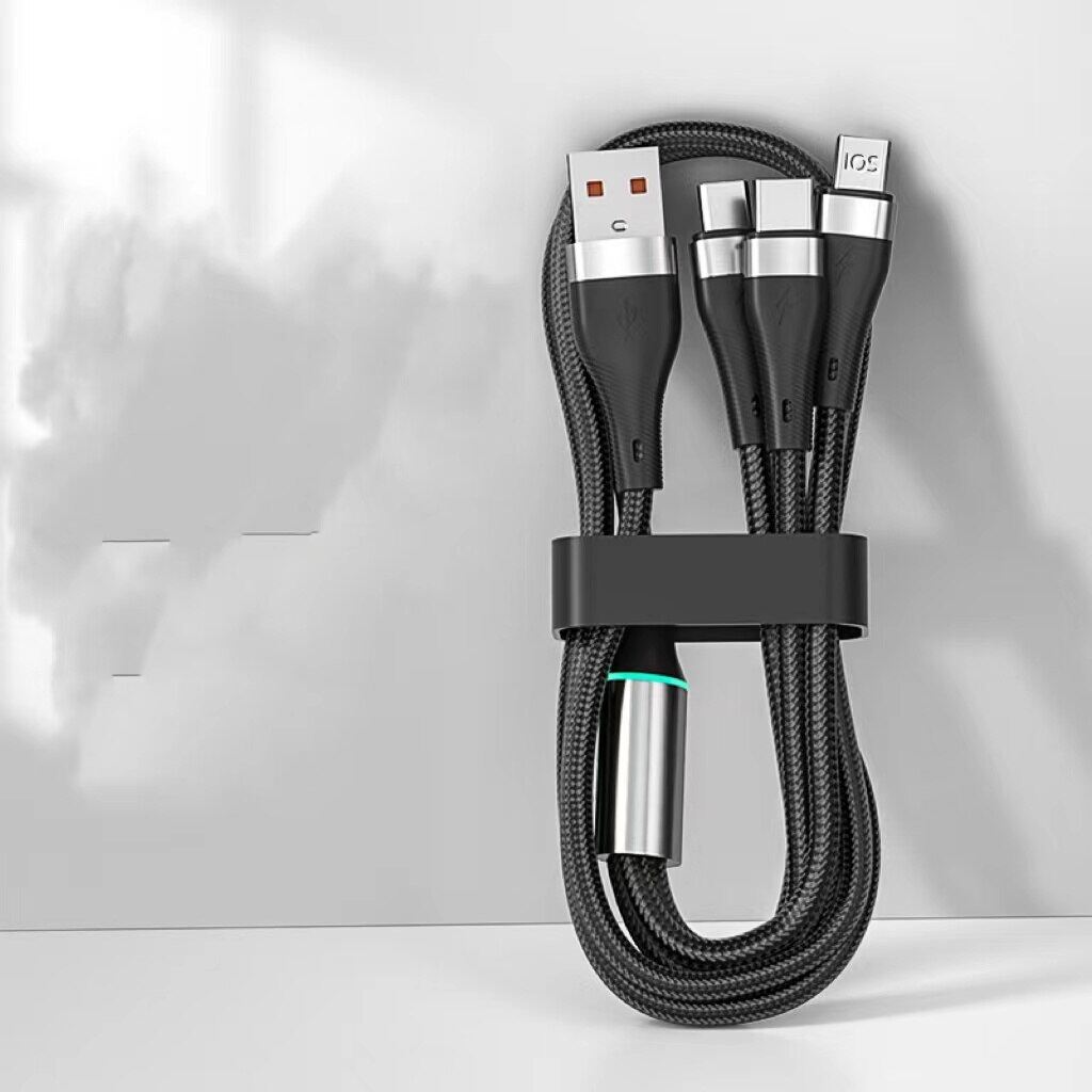 Zeallion fast 6a 3 in 1 super charging cable micro usb type-c data charger cable for iphone 14 13 samsung xiaomi huawei oppo vivo