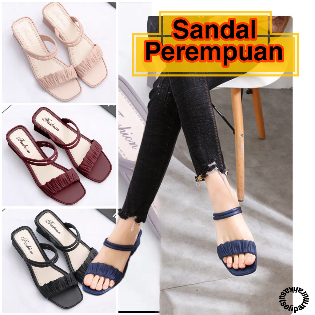 KSM Woman's 2-line Wedges Slider Road Sandal_voghion.com