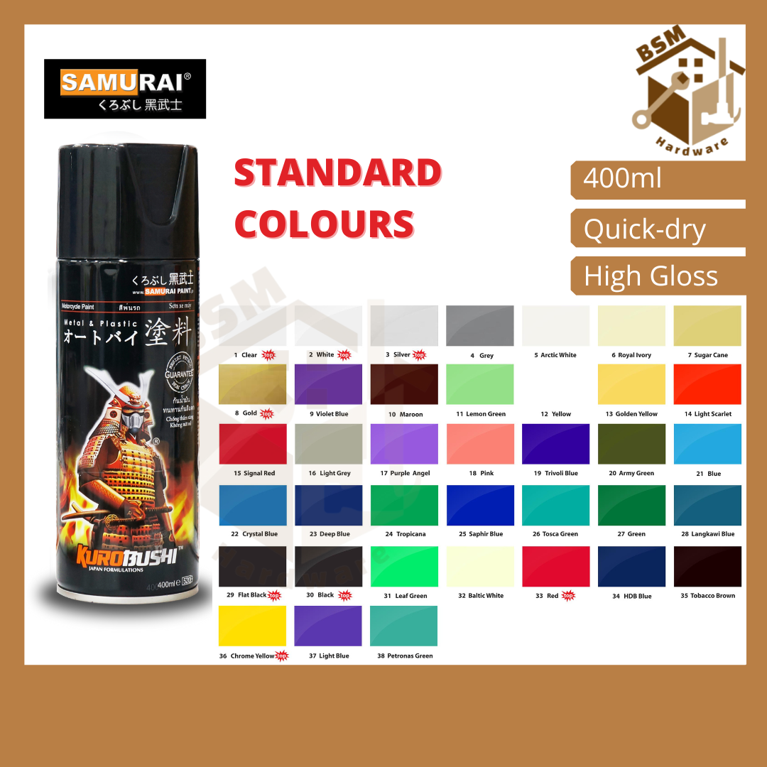 BSM Samurai Spray Paint Standard Colours Motorcycle Paint Spray cat Cat