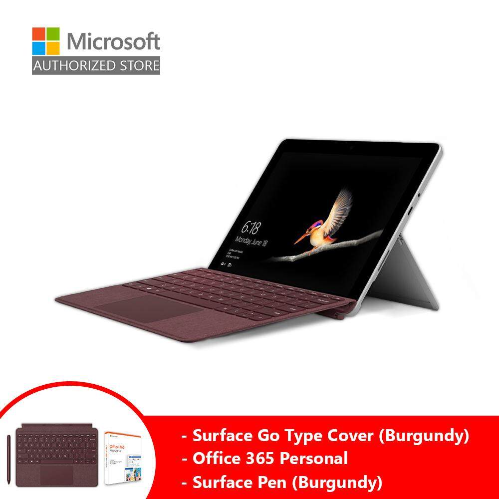 Microsoft Surface Go Intel 4415Y/4GB RAM - 64 GB + Type Cover (Burgundy) + Pen (Burgundy) + Office 365 Personal Malaysia