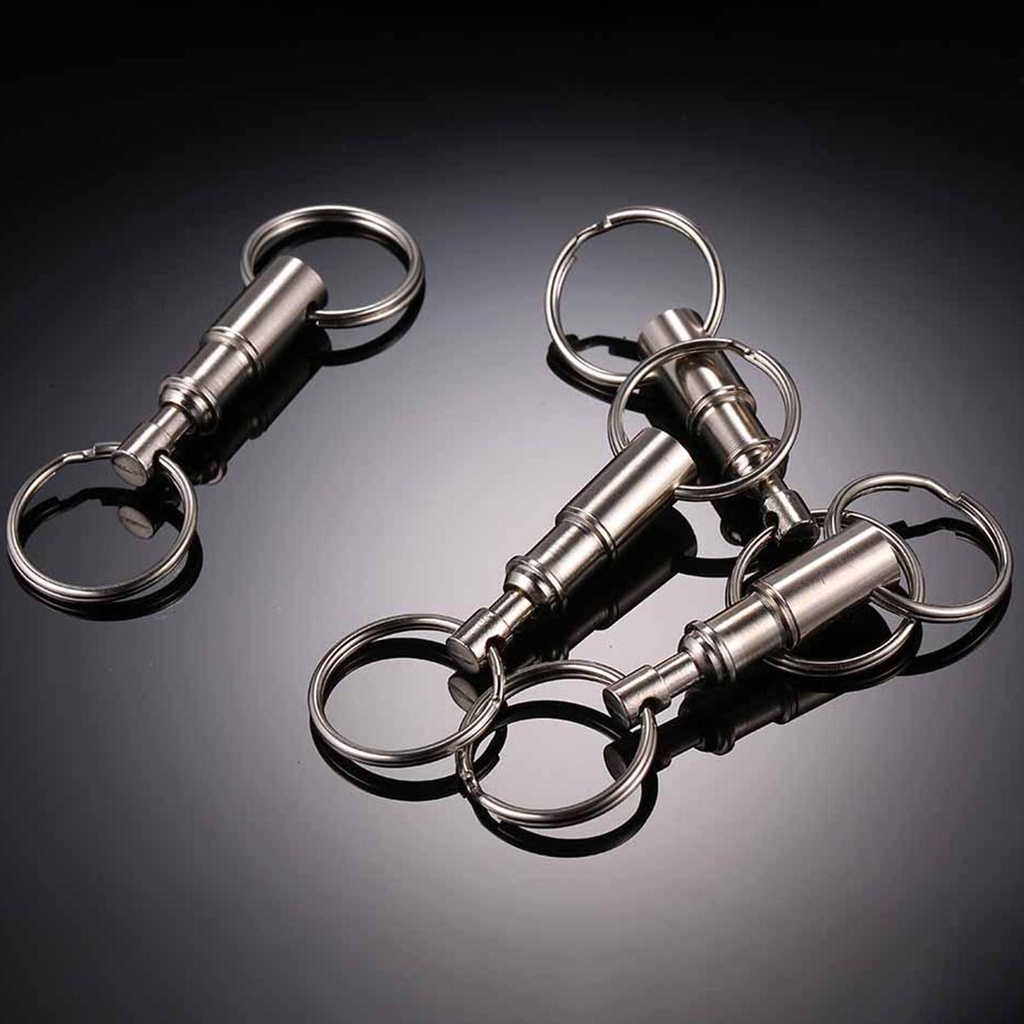 LUC 3pcs Multifunctional Mini Keychain EDC Stainless Steel Keychain Double Ring Detachable Keychain Outdoor Quick Release Backpack Key