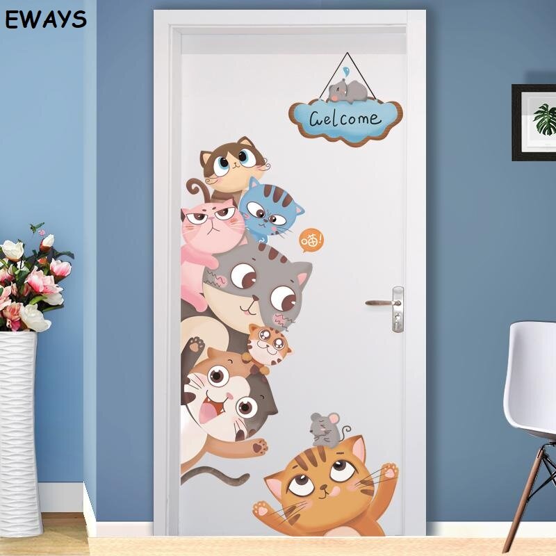 Cat Sticker Child Room Sticker Door Decor Wall Stickers Decal Nursery Bedroom Decor