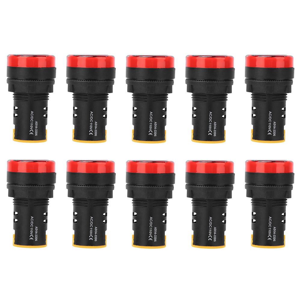 10Pcs BERM LED Power Indicator Light PC Flame Retardant Shell 22mm Diameter 110V AD16-22D/S