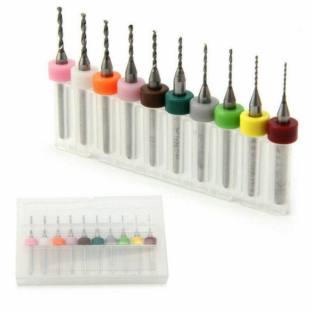 10pieces Mini Drill Bits Set For Print Circuit Board PCB CNC Board 0.6mm-1.5mm