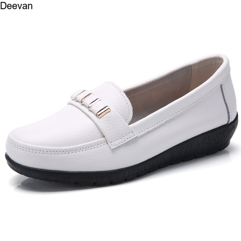 Deevan giày lười moccasin công sở đế bằng cho nữ, giày da thời trang 103