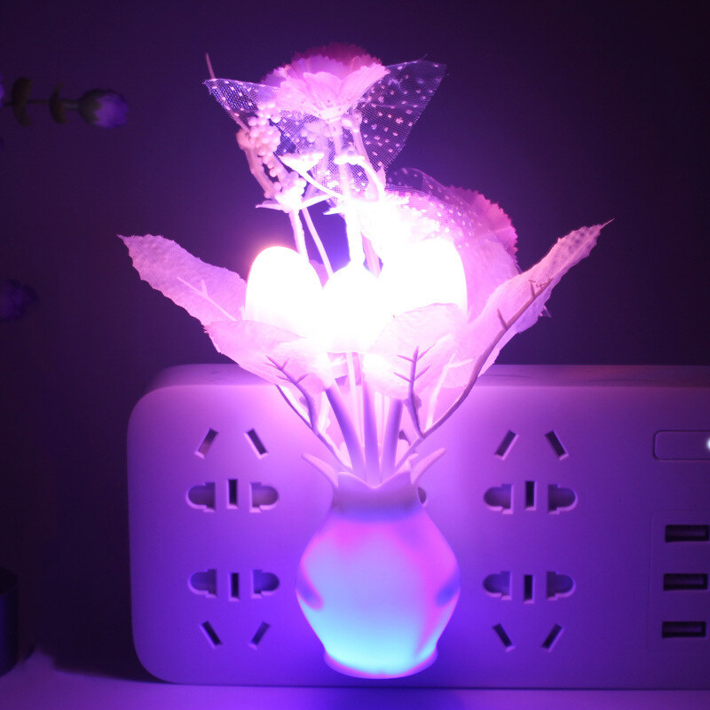 KS LED light night light intelligent light control sensor light room light bedroom light corridor light bedside light home decoration colorful luminous vase 220v