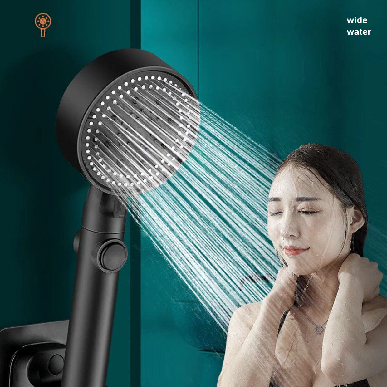 5 Mode Shower Head bathroom High Pressure Holder Wall Mounted Bracket Removable Handheld One-click Stop Water Free Hose Holder