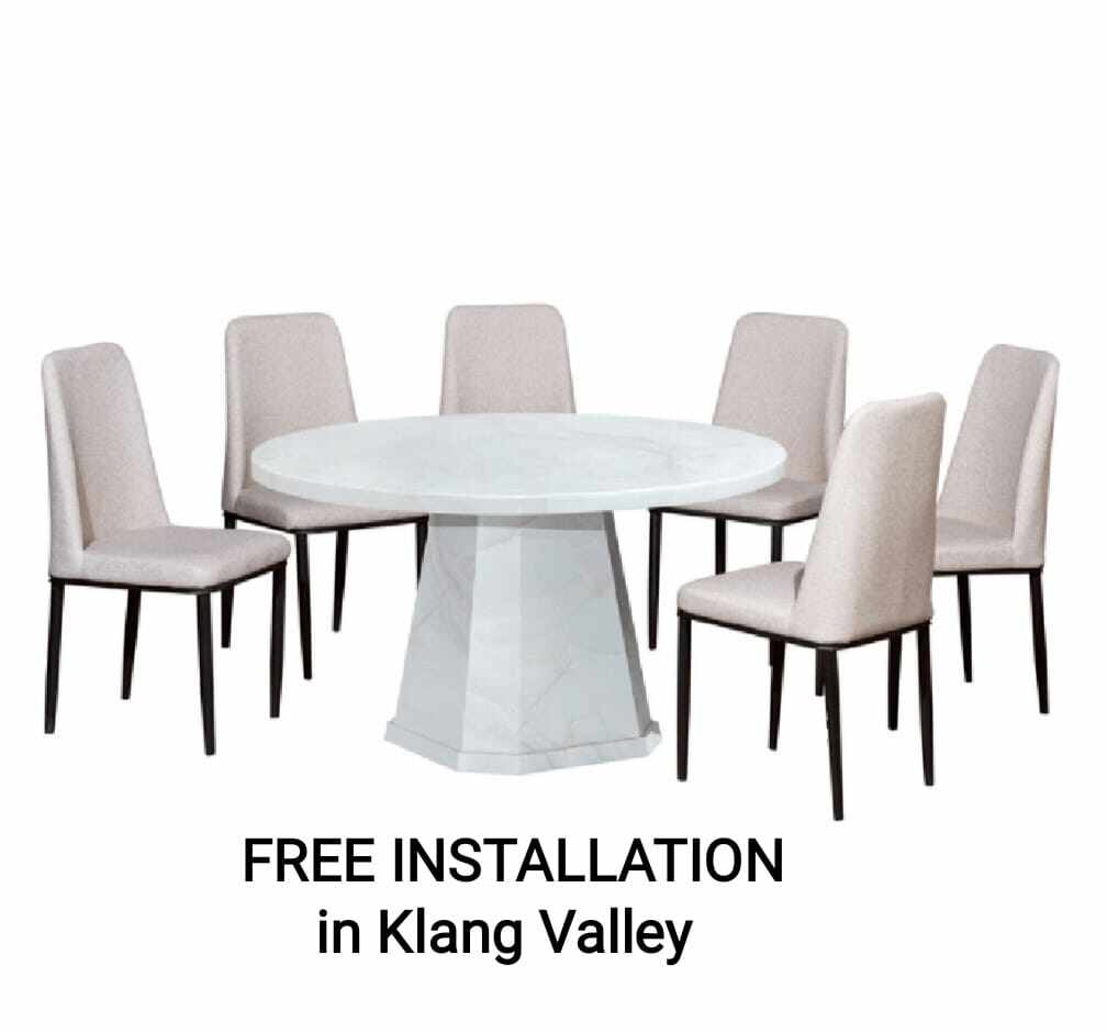 Q 10 6 Seater Marble Dining Table Set / 6 Seater Marble Dining Set