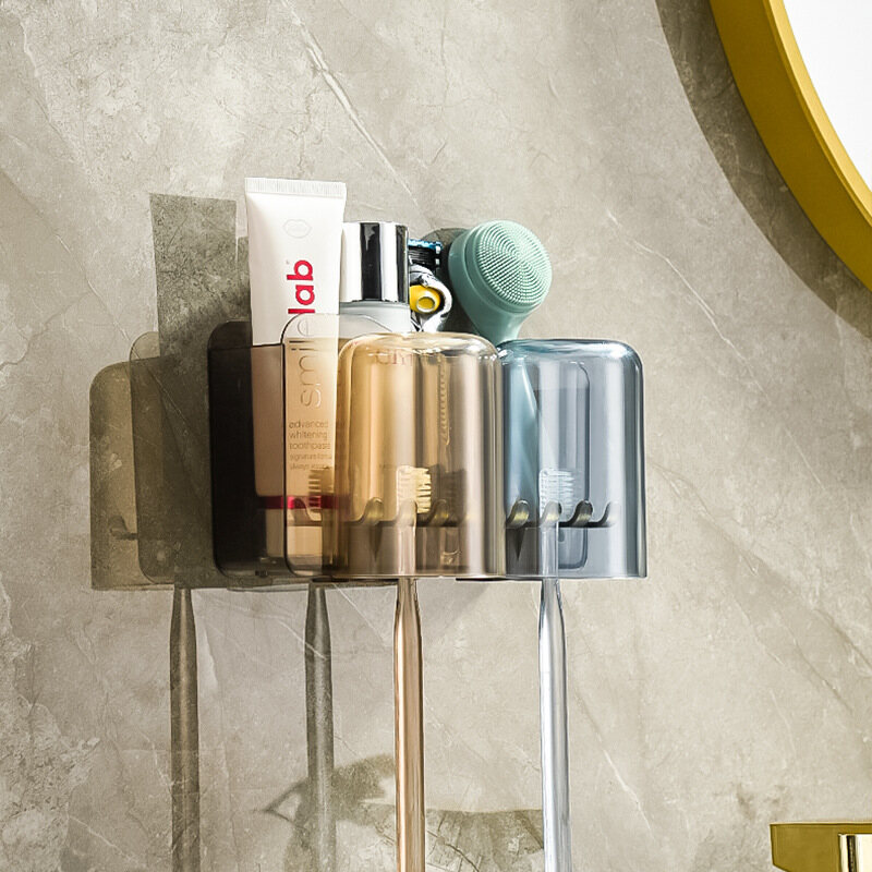 Toilet dental ware holder, rack, mouthwash, tooth cup holder, storage set, bathroom, hole free, wall mounted toothbrush rack
