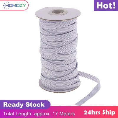 Homozy 17m Flat Sewing Elastic Ribbon Bands Sewing Craft Accessories Flexible Durable for Dressmaking General Alterations Wristbands