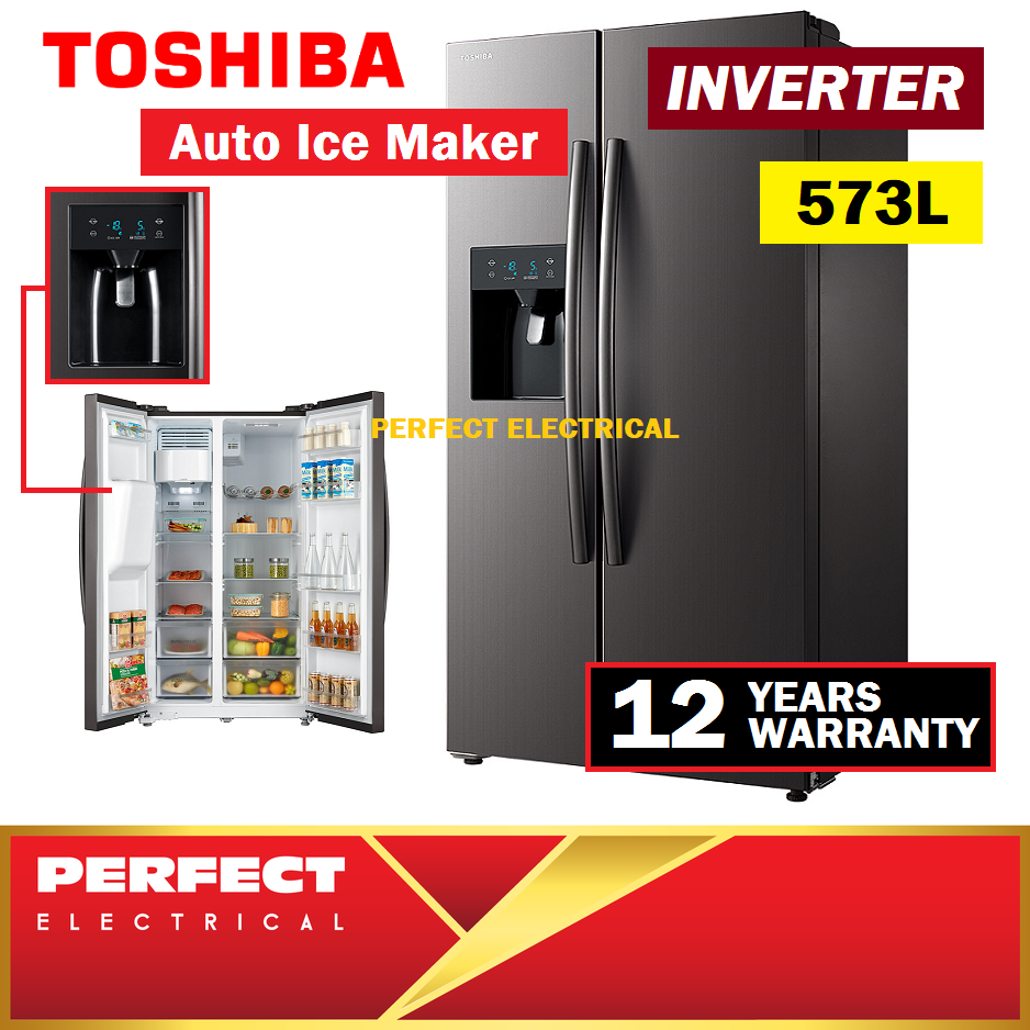 Toshiba RS637WE Side by Side Refrigerator 573L Dual INVERTER Fridge Auto Ice Maker with Water