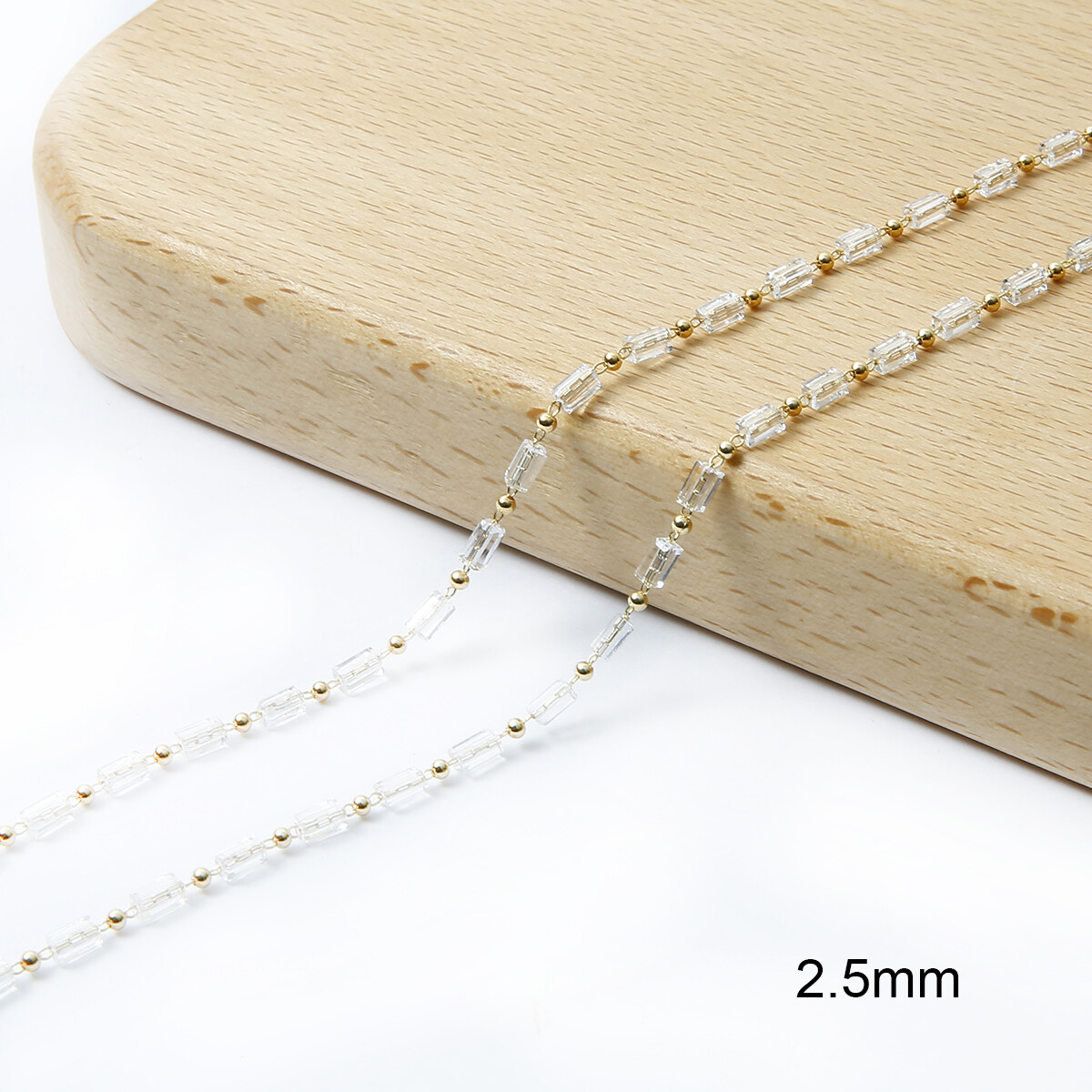 50cm/Bag Brass Copper Chain With 18K Gold Plated Crystal Beads Charms Chain For DIY Necklace Bracelet Jewelry Making Accessories Handmade Supplies