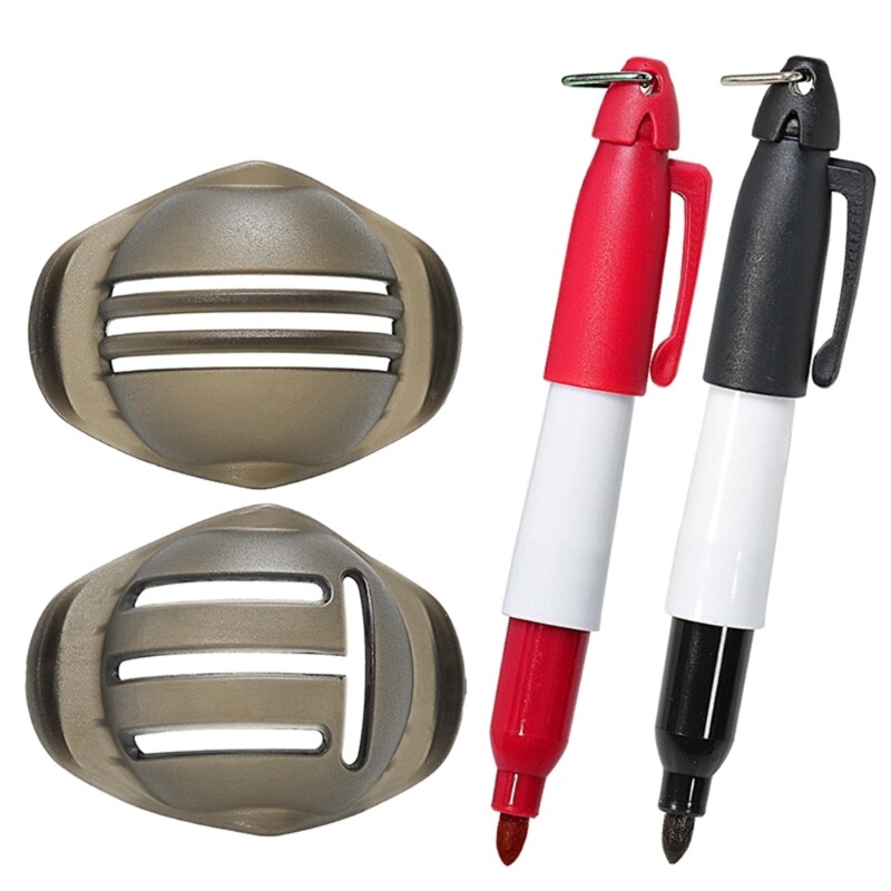 2Pcs/set Golf Ball Line Marker Drawing Marking Alignment Tool Marking Template Mark Sign Tool with Golf Ball Marker Pens