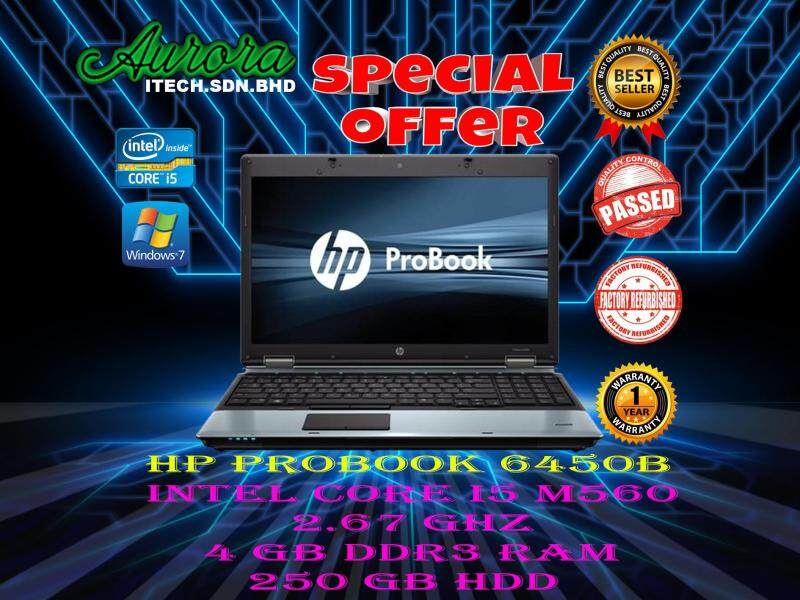 (REFUBISHED)HP Probook 6450B / Intel Core i5- M560 2.67 GHZ / 14.1inch / 4 GB DDR3 RAM / 250 GB HDD / FREE BAG MOUSE / 1 YEAR WARRANTY Malaysia