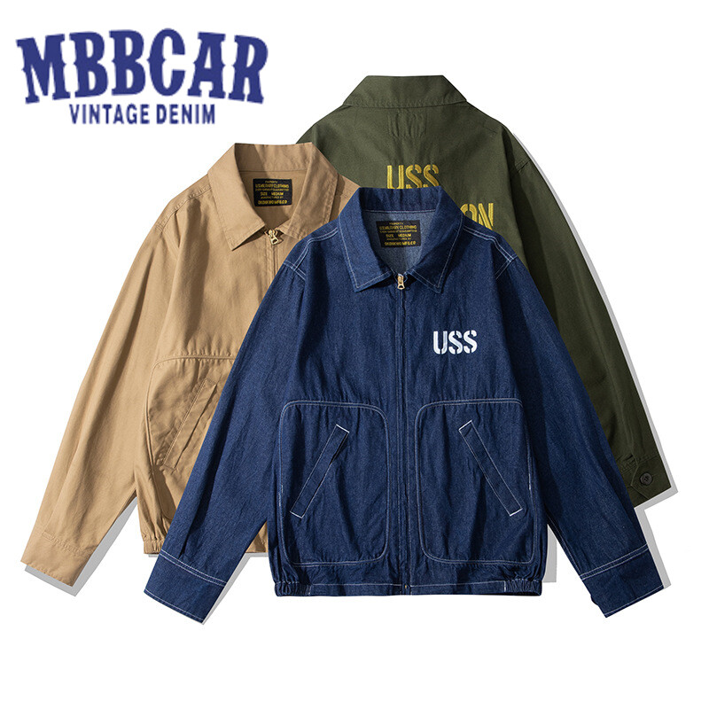 MBBCAR brand autumn 2023 new men's letter embroidered travel jacket TOUR JACKET commemorative embroidered denim jacket jacket jacket