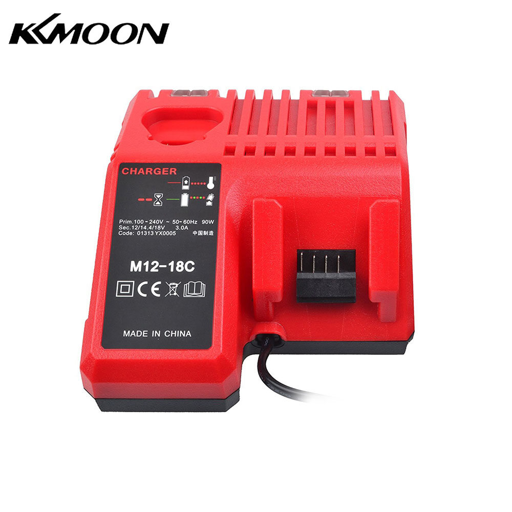 KKmoon M12-18C Li-ion B-attery Charger for Milwaukee 12 V 14.4V 18V C1418C 48-11-1815/1828/1840 M18 M14 M12 Lithium B-attery
