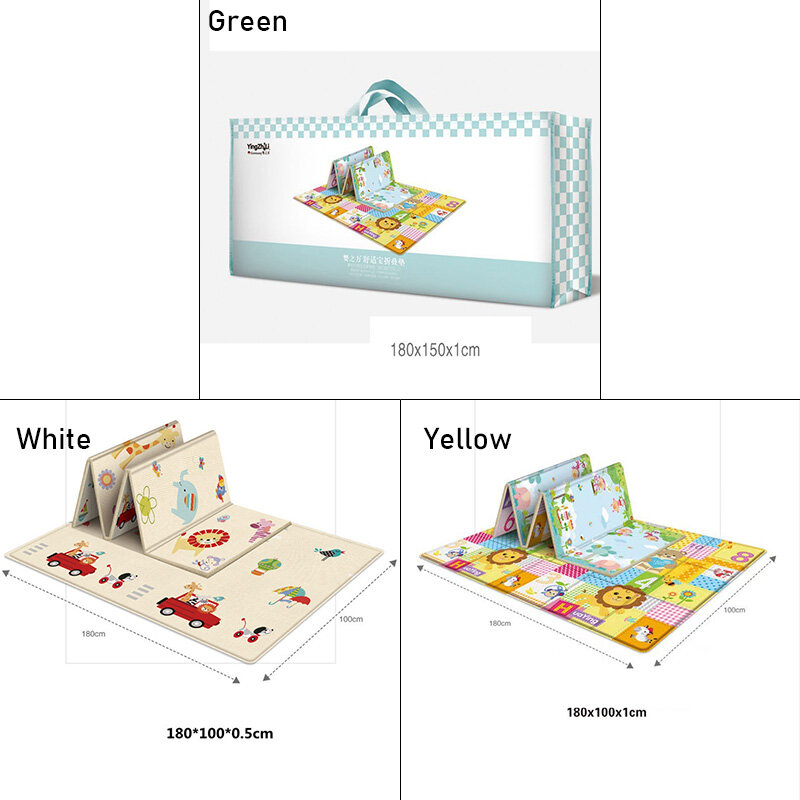 JJT Foldable crawling mat, crawling mat, 2-sided printed pattern, premium crawling mat, foldable crawling mat, 2cm thick, patterned on 2 sides, easy to fold, crawling mat, baby crawling mat, crawling mat, mat, pad Foldable, safe to crawl