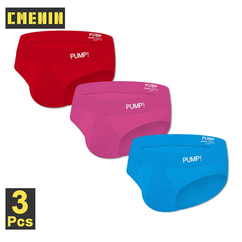 PUMP 3Pcs Cotton Quick Dry Milk Fiber Sexy Underwear Men Jockstrap Briefs Brand Men Bikini Underpants Male Panties Letter Mens Innerwear PU005