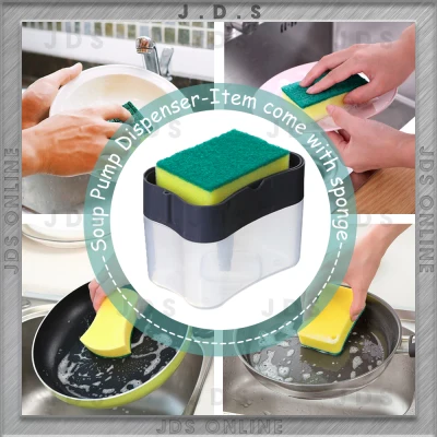 🌟READY STOCK🌟2in1 Soap Dispenser Soap Pump With Sponge Holder Liquid Container Manual Press Dispenser Sabun 肥皂泵分配器 [E05]